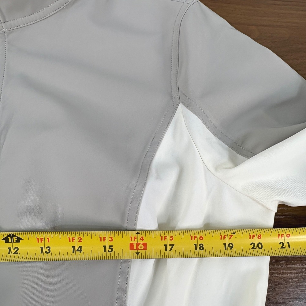 St John Womens Large Grey Cream Colorblock Full Zip Mock Neck Jacket L Sporty - Picture 7 of 12
